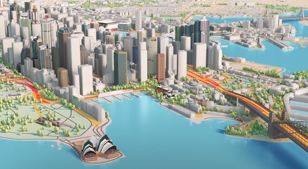 Syndney, Australia rendered from Orbis Maps data