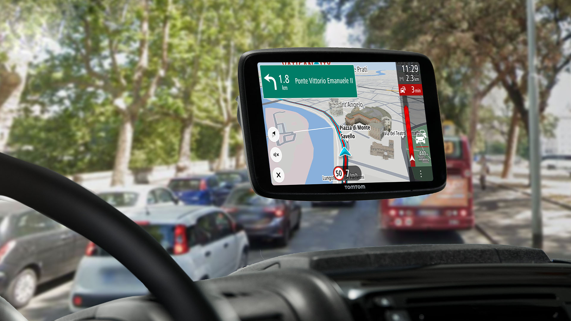 tomtom traffic feature from go camper tour being used
